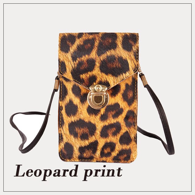 Sweettreats Touchable PU Leather Change Bag Mobile Phone Bag For iPhone 11 pro max Xs X Samsung S9 Huawei Pocket Bag Outdoor: lepoard