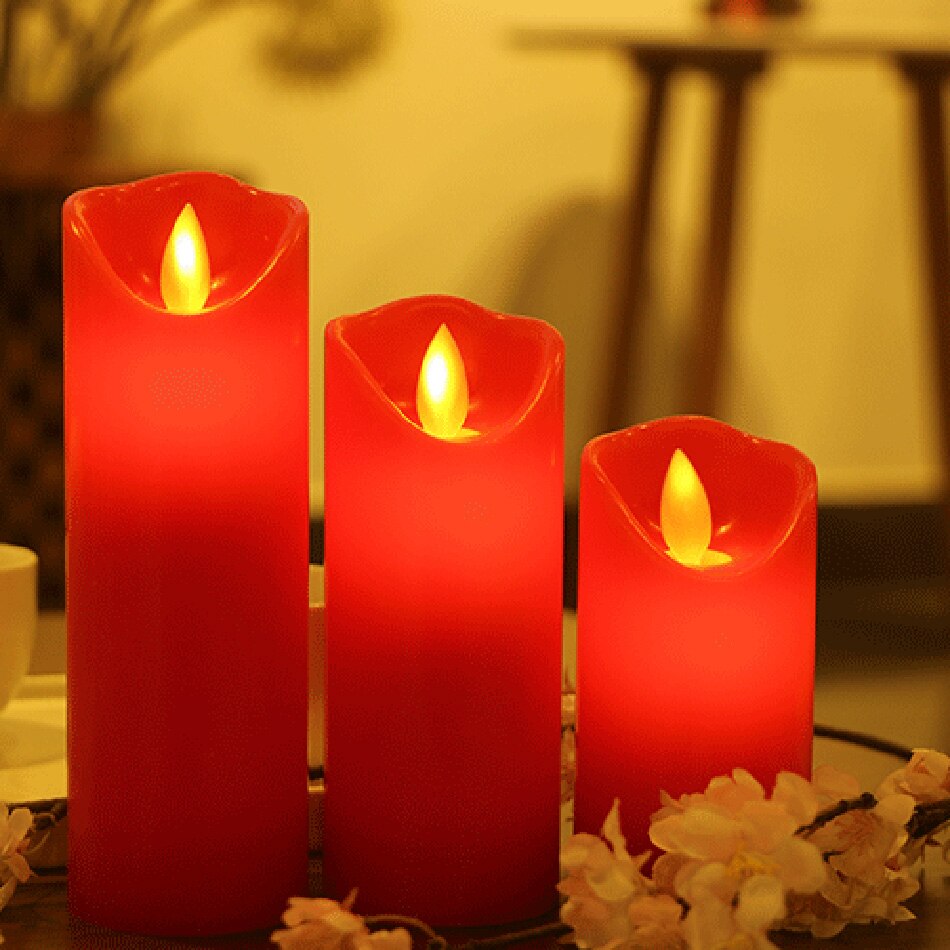 Traditional Red Candles Made by Paraffin Wax, FlameLess Led Candle for Wedding Birthday Party Christmas Home Decor, Night Lights