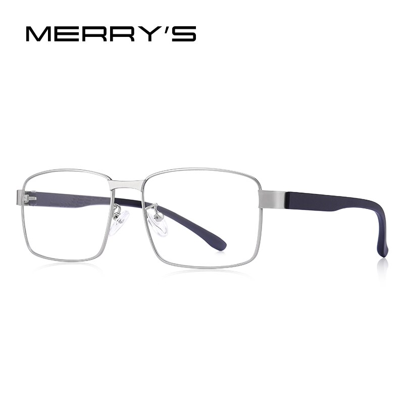 Lunettes de vue pour hommes merrys, monture carrée, verres correcteurs pour la myopie, style business,  tr90 montures, branches en alliage de titane ,  s2105: C02 pièces d'argent