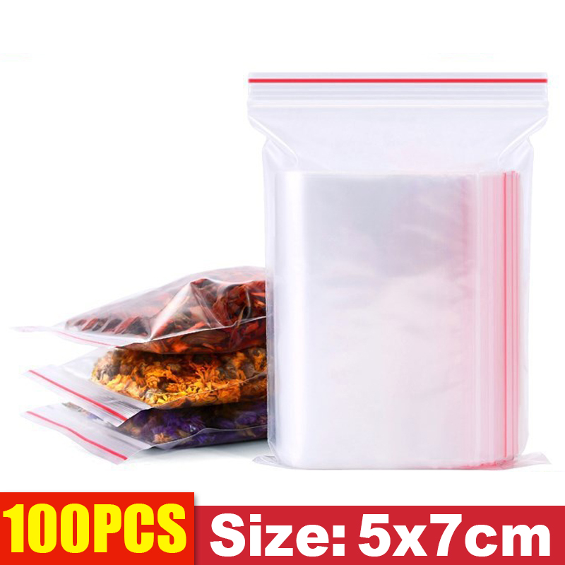 100-500pcs Thicken Zipper Self-sealing Bags Plastic Clear Reusable Small Packing Jewelry Storage Bag Reclosable Poly Bag Pouches: XL / MULTI