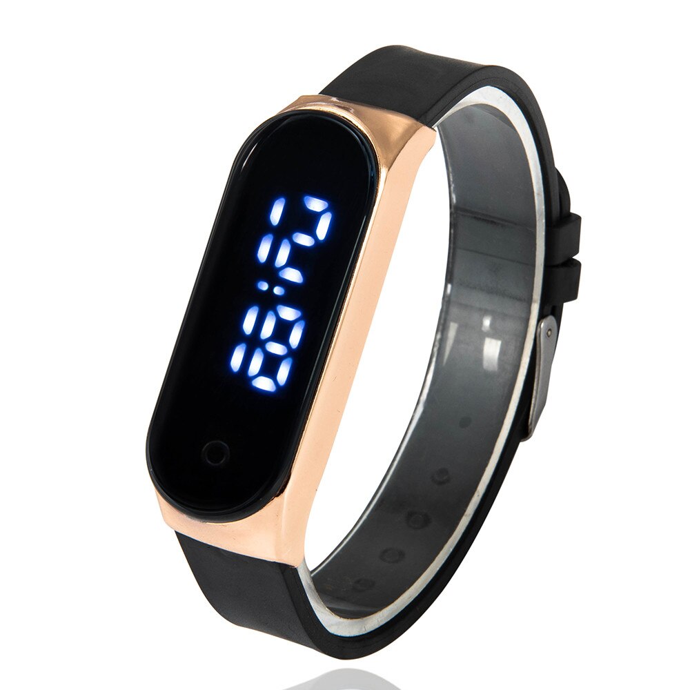 Simple Watch Led Digital Watch Women&#39;s Wristwatch Silicone Strap Sport Watch Electronic Clock Zegarek Damski Reloj Mujer: Black Rose Gold