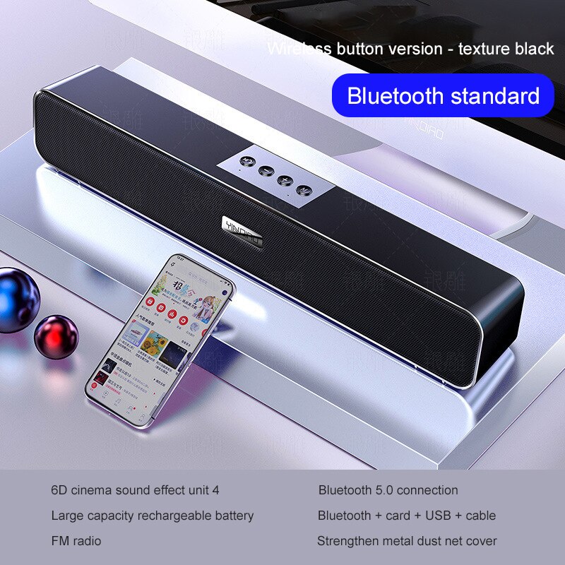 Bluetooth Speaker Draadloze Computer Speaker Home Theater 3D Stereo Surround Subwoofer Aux Usb Wekker Voor Pc Tv Computer: 01