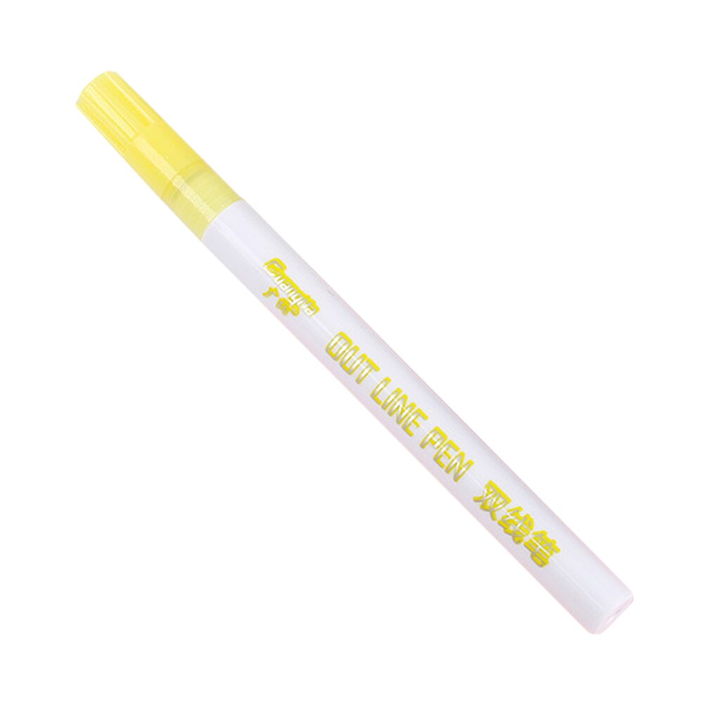 Card Writing Drawing Double Line Outline Pen Portable for School DIY Poster TI99: Yellow