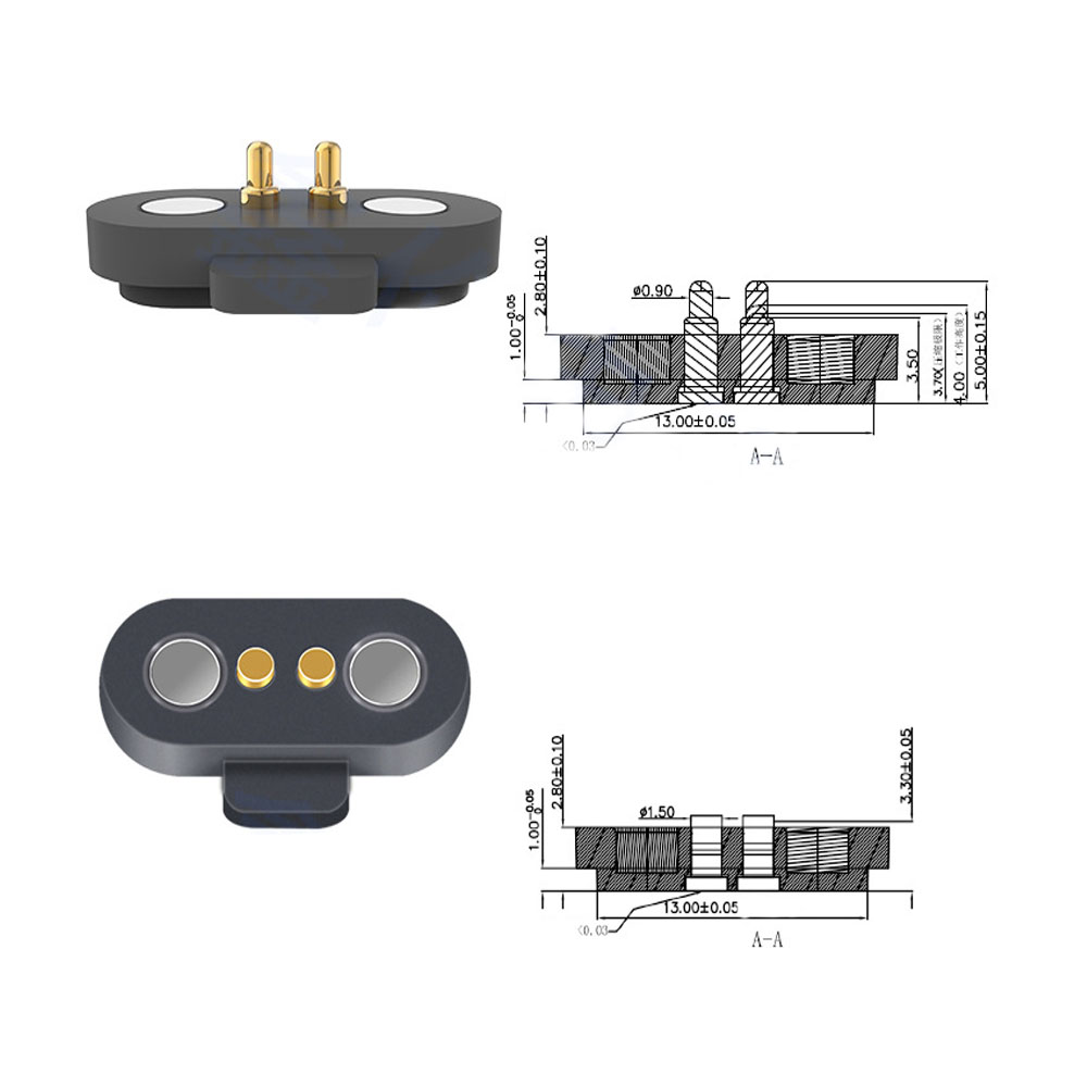 1 Pair 2/3/4/5P 12V 1A Waterproof Magnetic Pogo Pin Connector Pogopin Male Female 2.5 MM Spring Loaded DC Power Socket