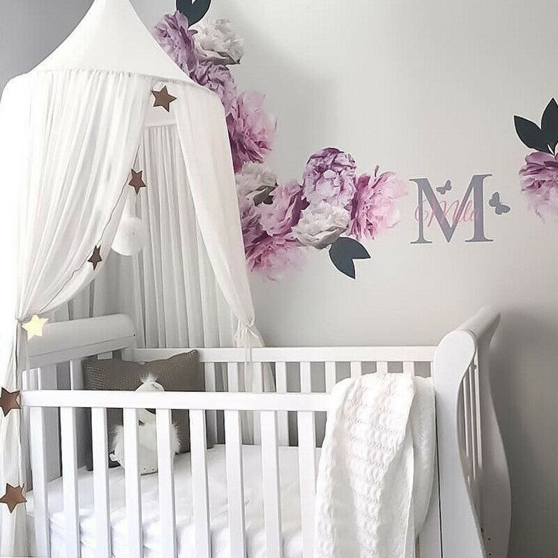 Moustiquaire en mousseline de soie pour enfants, tente d&#39;été pour lit de bébé de 0 à 9 ans, auvent, décoration de la maison, joli filet pour chambre de princesse: WHITE