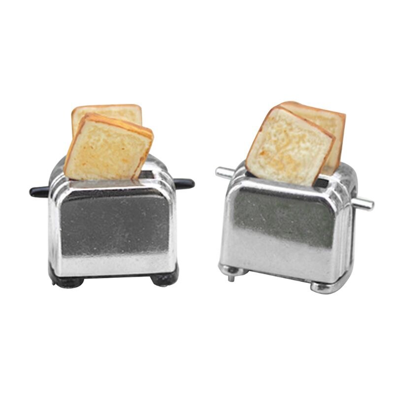 Puppe Haus Miniatur Toaster Brot Maschine Mit Toast Küche Kochgeschirr Mini Zubehör Dekor 1/6 1/12 Skala F3mich