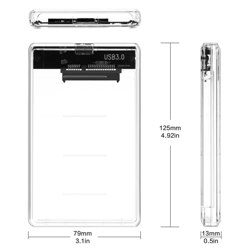 Boîtier transparent pour disque dur externe USB 2.5, SATA 3.0, boîtier SSD pouces, prend en charge le protocole SATAlll UASP, 2 to