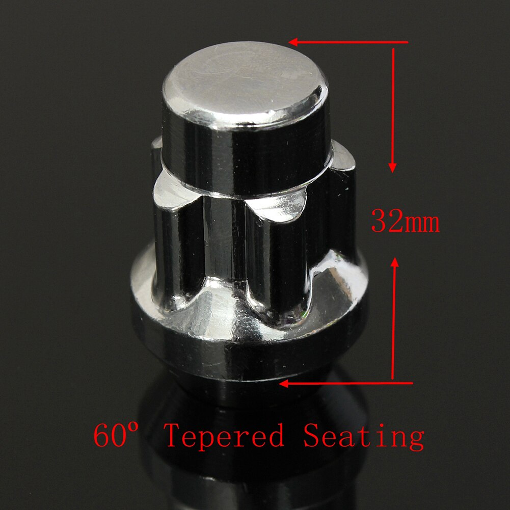 4Pcs 12x1.5mm 60 Degrees Tapered Alloy Wheel Lock Anti-theft Nuts Bolts with Key
