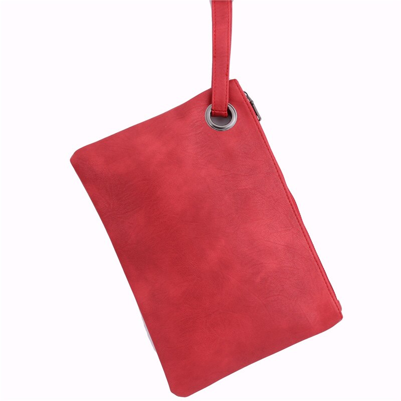 Solid Handbag Women's Clutch Bag Leather Women Envelope Bag Zipper Evening Bag Female Clutches Handbag: Red