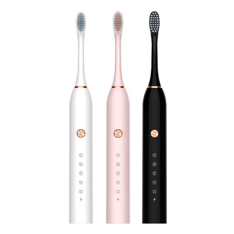 Battery Powered Sonic Electric Toothbrush With 2*Replacement Brushheads Soft Bristle 5 Modes IP65 Waterproof Adult Household