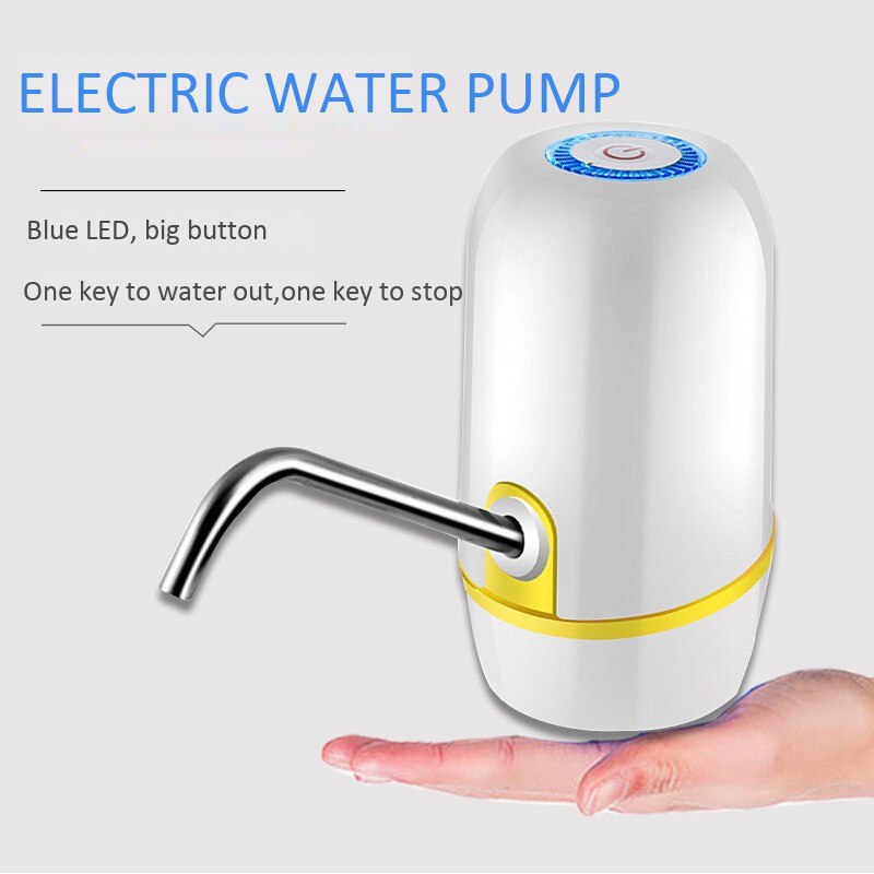 Usb trådløs smart elektrisk vandpumpedispenser flaske bærbar drik automatisk sugepumpe til hjemmerejse: Hvid