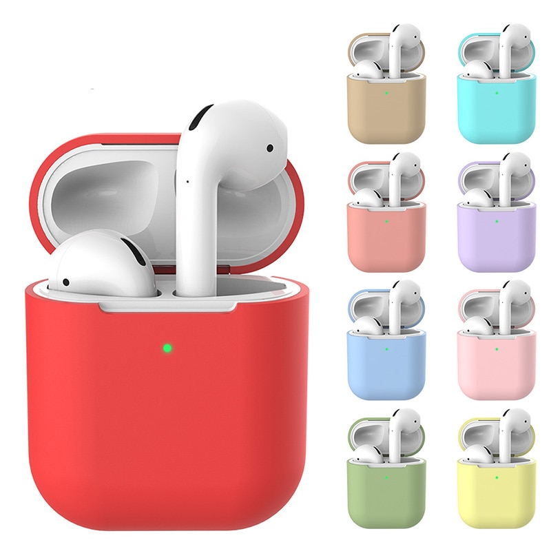 Effen Kleur Siliconen Voor Airpods Case Cover Voor Apple Draadloze Koptelefoon Beschermhoes Oortelefoon Beschermende Oortelefoon Geval