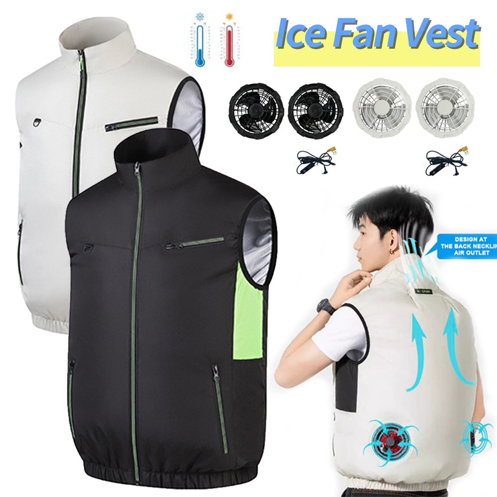 Koelvest Ijsventilator Vest 3 Versnellingen Usb Hittebestendige Airconditioner Kleding Ademende Draagbare Koelventilator Vest Voor Kamperen
