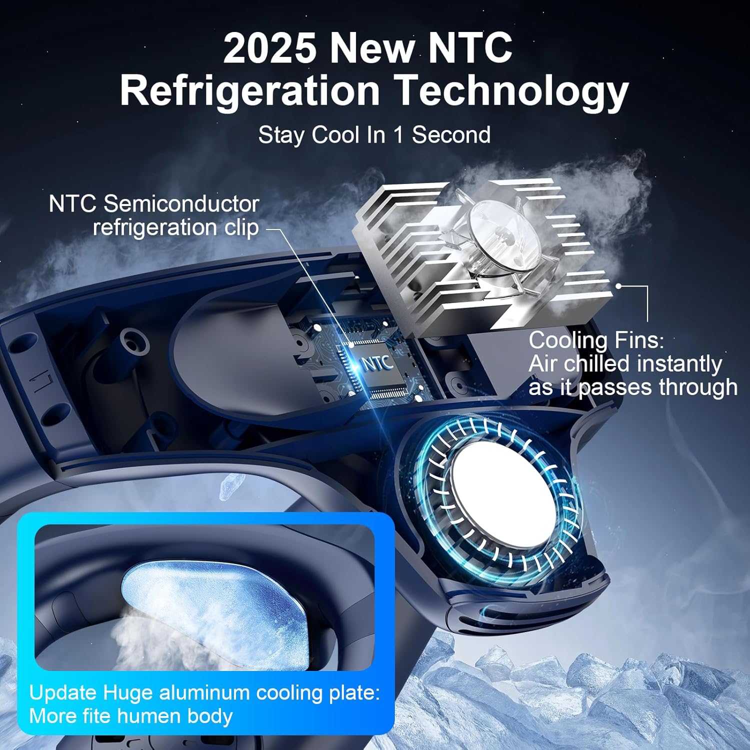 Neuer Halsventilator, bläst kalte Luft, 5200 mAh, batteriebetrieben, wiederaufladbar, tragbar, Kühlgerät, Ventilator, blattloser Ventilator, persönlicher Ventilator für den Außenbereich