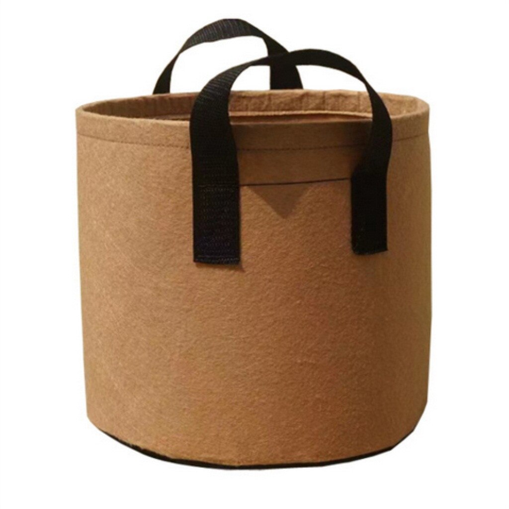 Gallon Felt Grey Fabric Plant Grow Bag Garden Planting Bag With Handle Growing Box Vegetable Potato Round Pot Container #3: Brown
