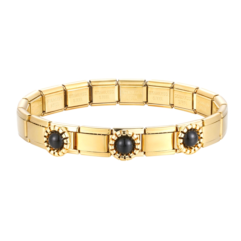 Youvelst-pulsera de módulo personalizado, Itanlian brazalete elástico, de acero inoxidable, a la: Verde oscuro