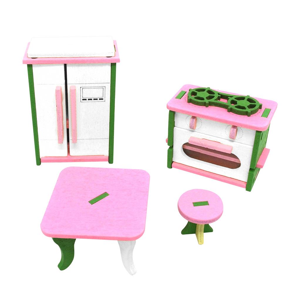 Kid Wooden Pretend Play Furniture Toy Doll Accessories Furniture Dolls House Miniature Bath Bed Living Room Children Toy: D