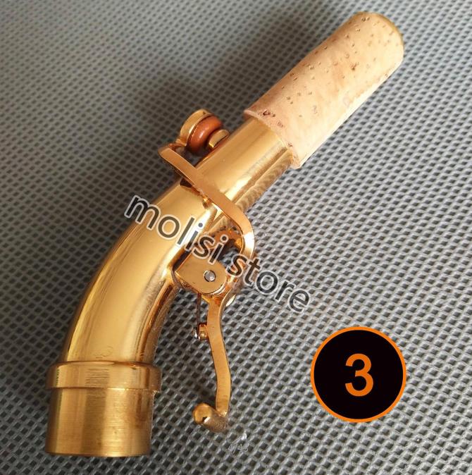 Fremragende sopran saxofon hals guldlak messing materiale 16.8mm: 3