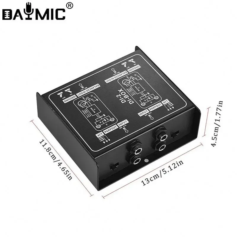 DI 2 2 canales Audio DI Box caja directa pasiva bajo de ruido guitarra DI 2 canales convertidor de Audio
