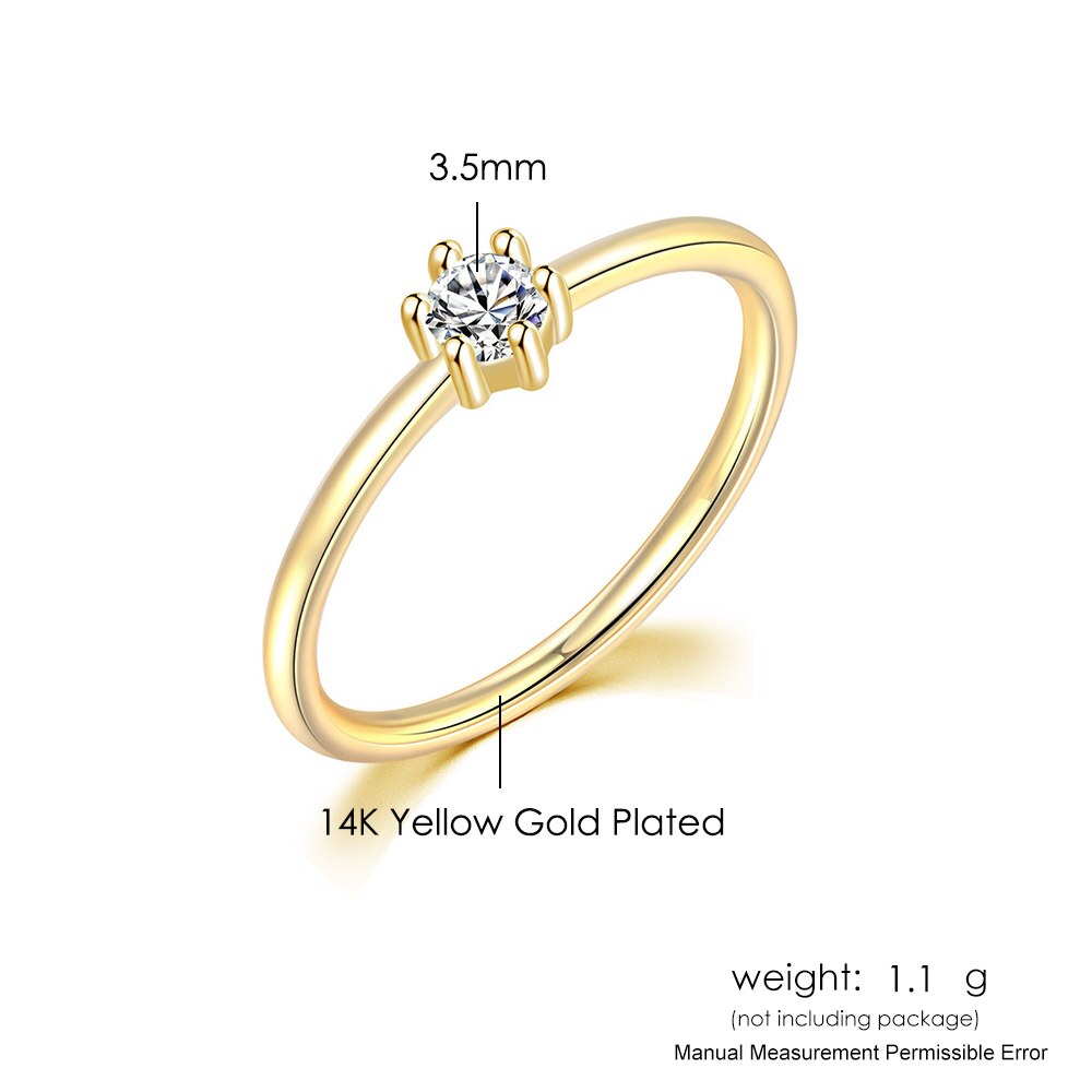 Zhouyang Bruiloft Bruid Ringen Voor Vrouwen Mini Leuke Geel Goud Kleur Zirkoon Engagement Dunne Ring Sieraden Sieraden R112