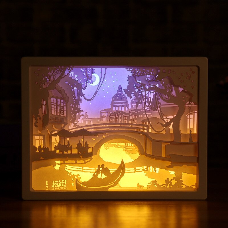 3D Licht LED Papier Carving Licht Kerstverlichting Handgemaakte Papier Baby Gelukkige Verjaardag
