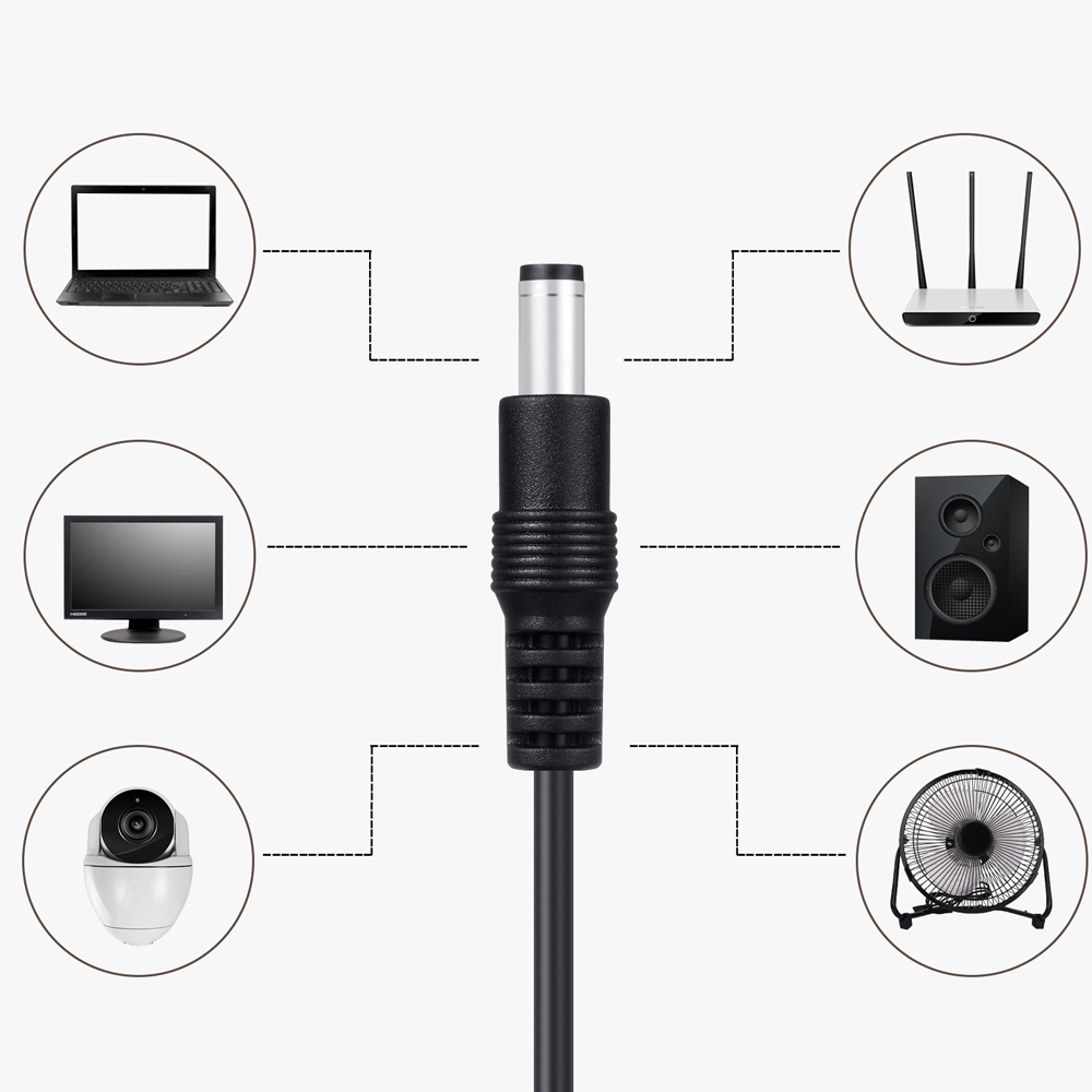 8-in-1 USB naar 5,5 * 2,1 oplaadkabel DC-oplaadnetsnoer Multifunctionele DC verwisselbare stekker Man-man kabel