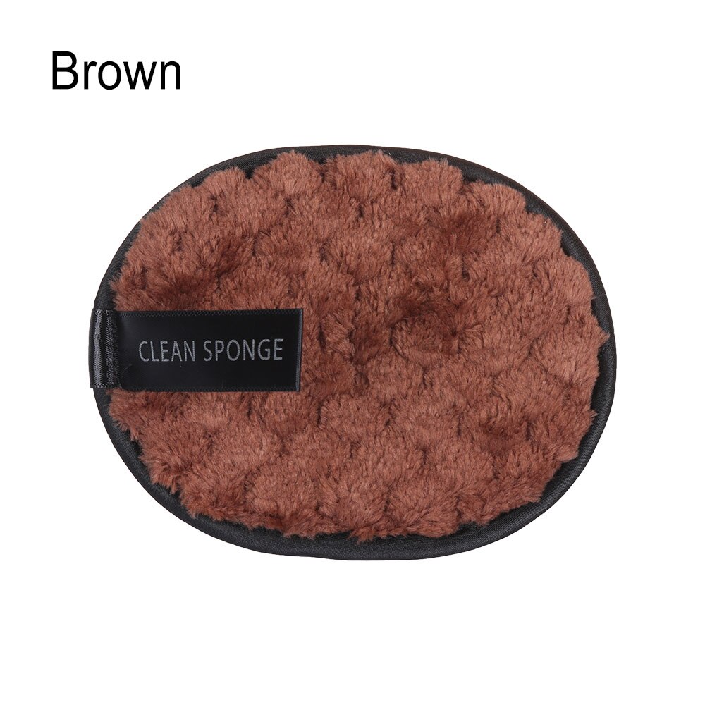 Microfibre chiffon tampons coeur dissolvant serviette visage nettoyage maquillage éponge conteneur maquillage éponge maquillage poudre bouffée peluche: brown B