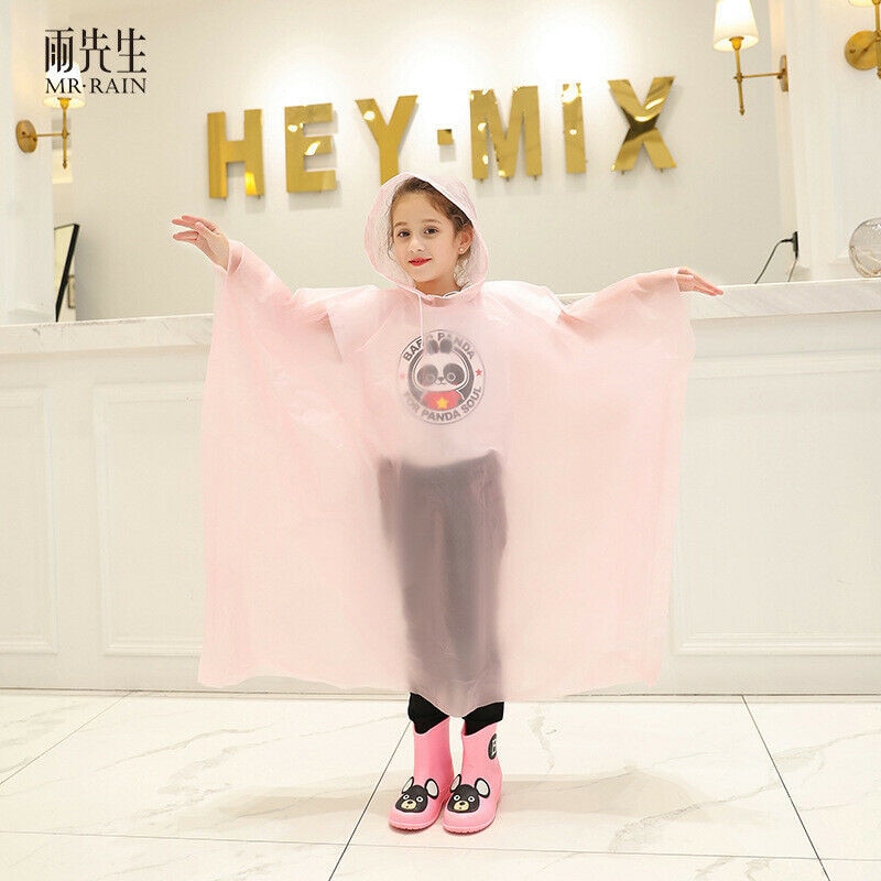 Children Boy Girl Rainwear Waterproof Hooded Rain Coat Outwear Poncho Raincoat Cover Up for Kids 100 to 160cm Height