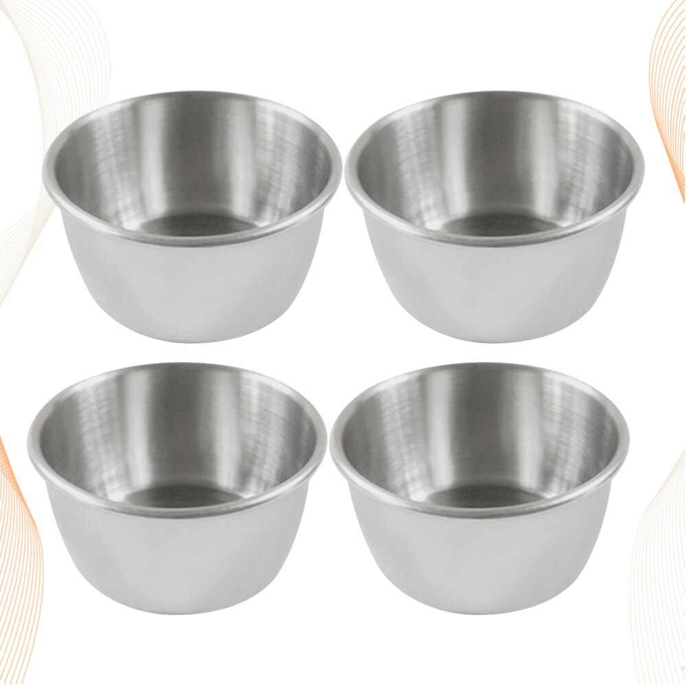 4 pçs de aço inoxidável panela quente mergulhando tigela molho pequeno copo tempero prato prato prato prato aperitivo placas recipiente molho para restaurante
