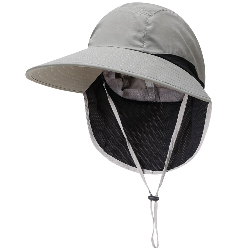 Adjustable Sun Hat Women Men Wide Brim Sun Cap with Neck Flap for Travel Camping Hiking Fishing Boating: Light Grey