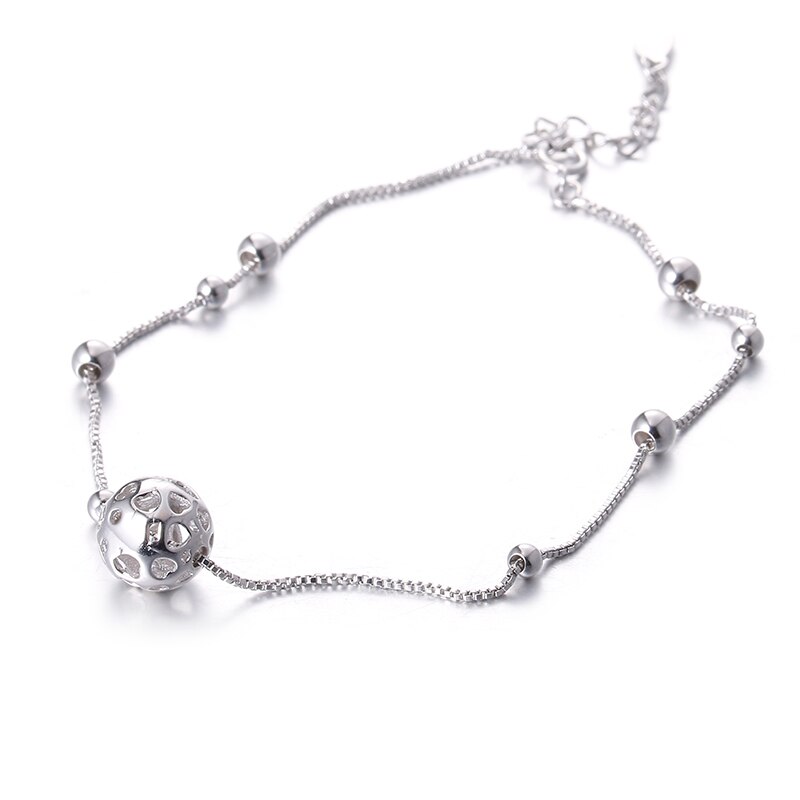 100% 925 sterling silver little round ball ladies`anklets female jewelry cheap birthday women anklet