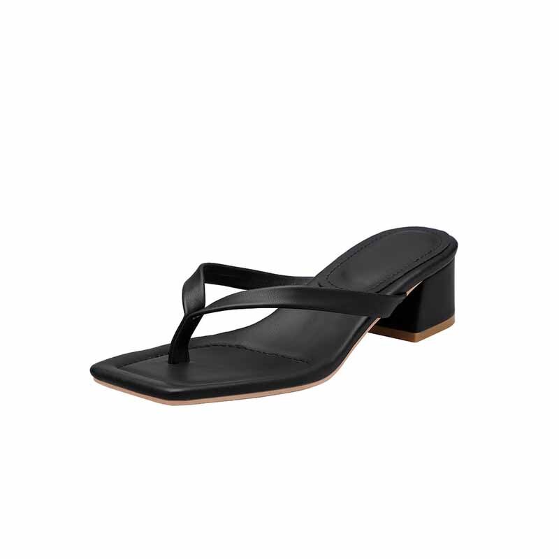Femmes D'été Pantoufles À Talons Hauts Épais Babouches femmes Plage Tongs Sandales Plate-Forme Causal Chaussures Solides: black / 39
