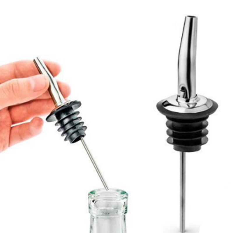 2PCS Pouring Stainless Nozzle Steel Alcohol Bottle Spirit Pourer Mobile Plug Bar Wine Stopper Pours