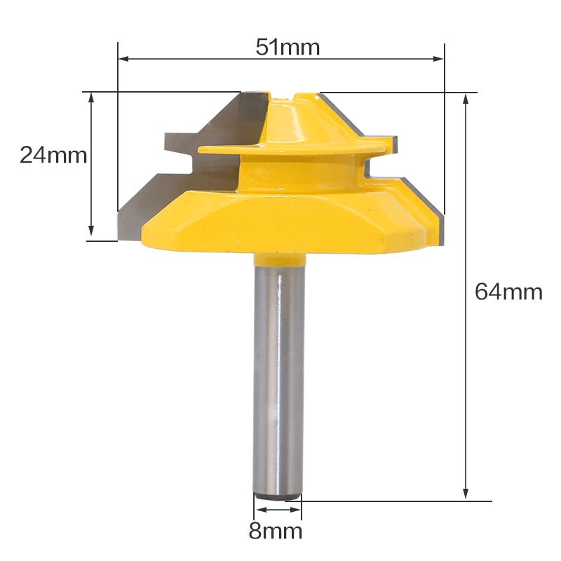 45 graden 1/2 1/4 1/8 Schacht Hout rand Mijter Frees Tenon Cutter Frezen voor Houtbewerking