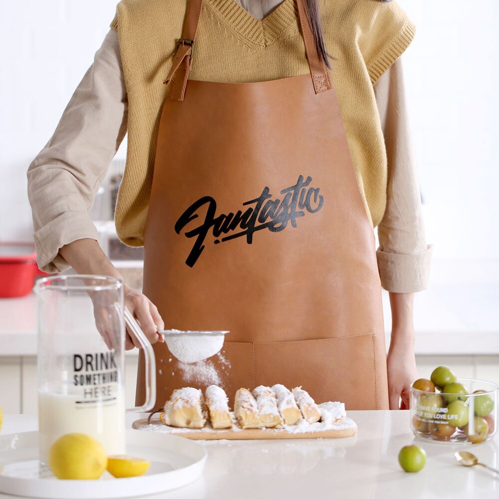 1 Pc Waterdichte Schort Engels Brief Patroon Lederen Anti-olie Verstelbare Schort Thuis Keuken Tool Voor Koken Bakken Schoon