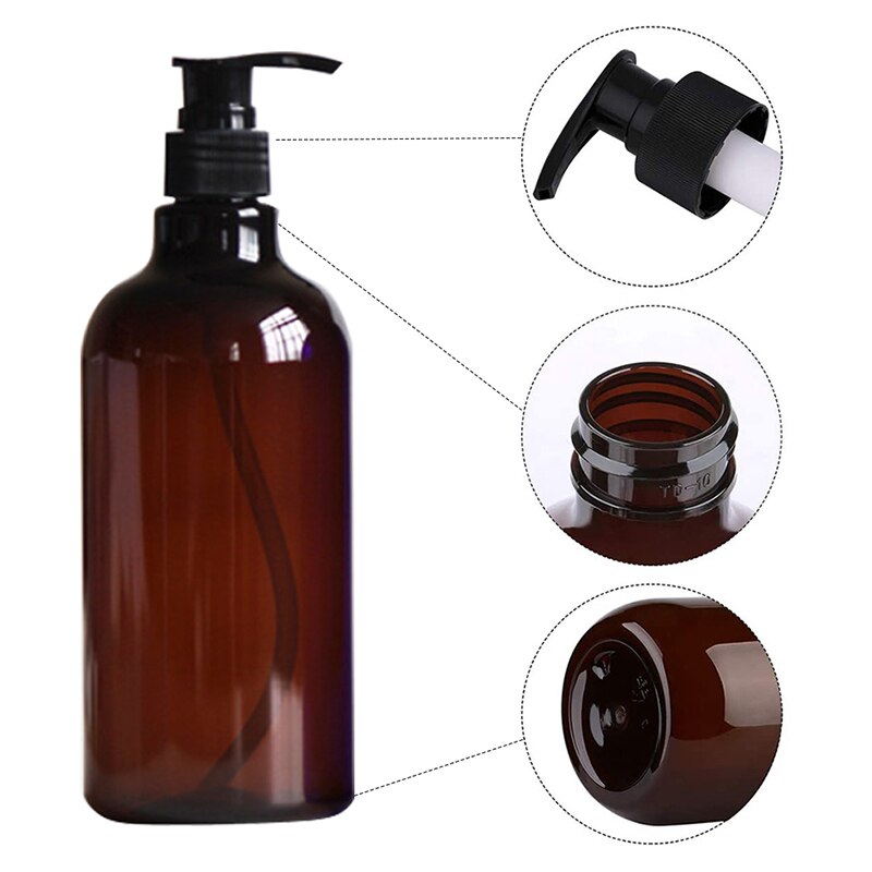 Brun sæbeflaske til badeværelse bruser shampoo balsam flaske nordisk håndpresse væskebeholder 500ml/16.9oz