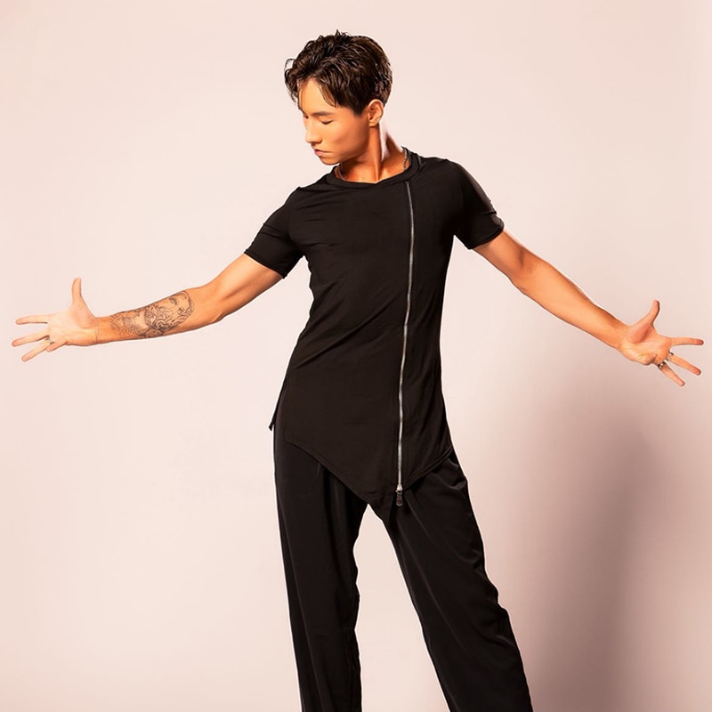 Camisa de baile Latino para hombre, ropa de baile de salón Top de baile Latino de verano, ropa de práctica para bailarines, ropa para bailar Tango JL1331