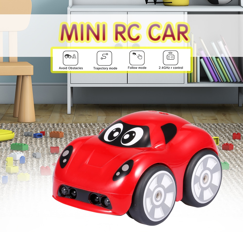 RC Car for Kids Mini Car Object Avoidance Follow Mode Track Drive Sound Effects 360 Degree Rotation 2.4G Remote Control Car