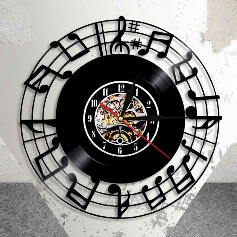 Vinyl Record Wall Clock Musical Note Wall Clock Round Wall Clock Decorative Wall Clock (without Lamp Shipment without Battery