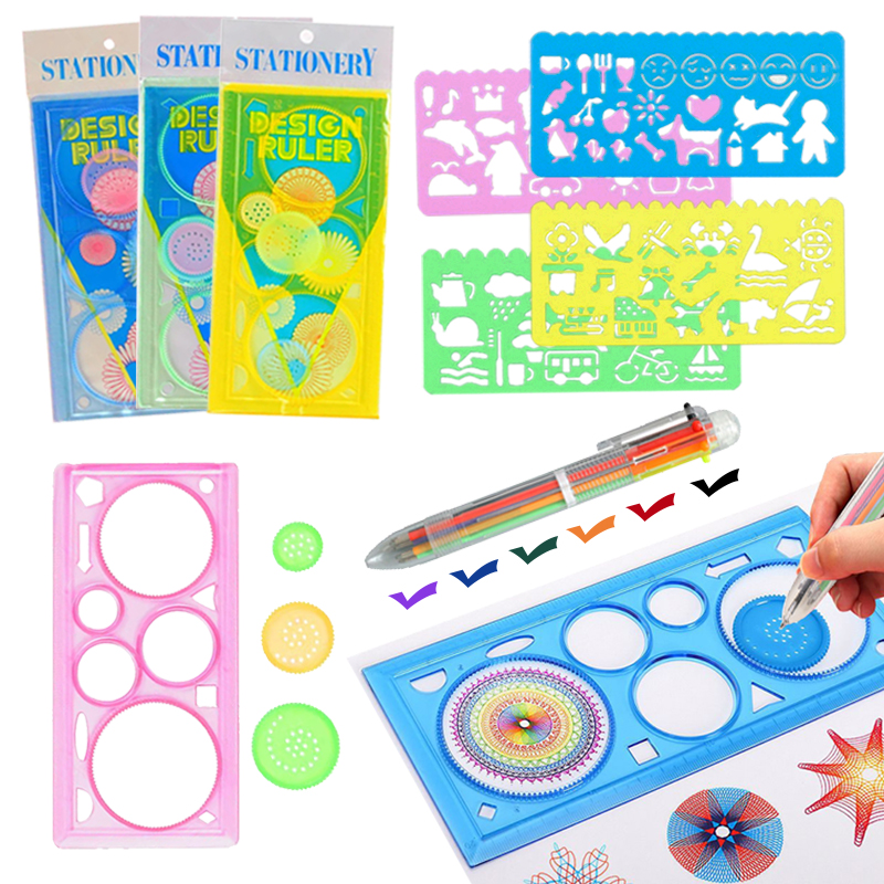 spirograph Schildersjablonen Balpen Tekenspeelgoed voor kinderen Puzzelkunst multifunctioneel doe-het-zelf-gereedschap liniaal TMZ