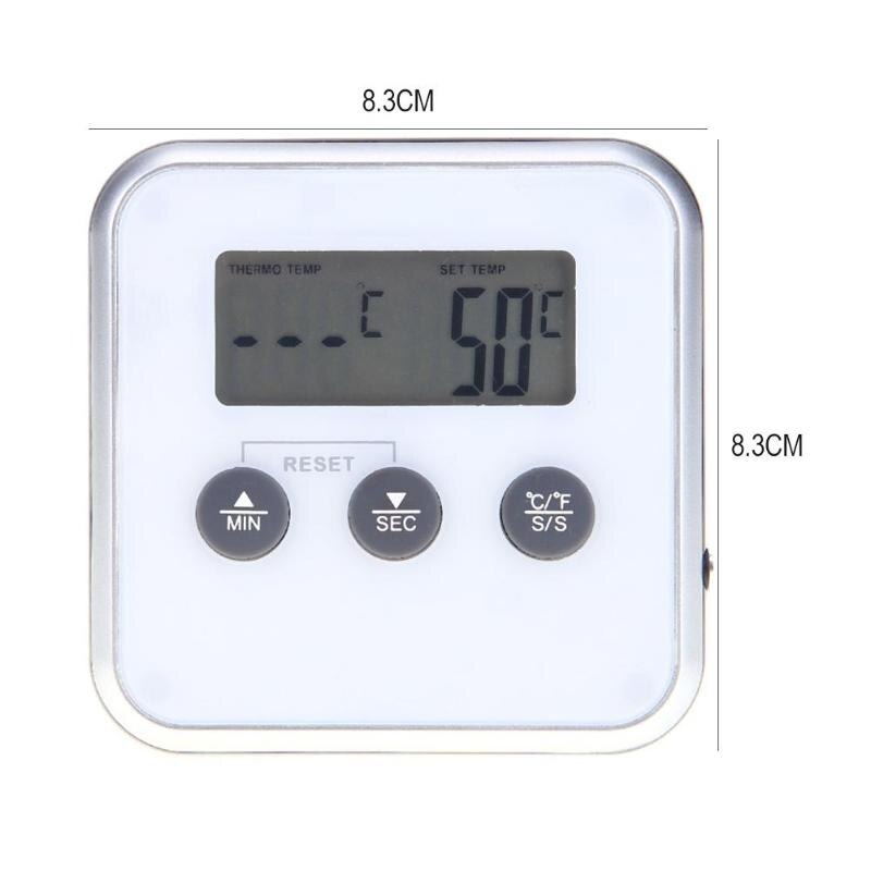 Elettronico Cibo A Base di Carne Termometro Timer Forno Torta di Zucchero Latte Bere Tester del Calibro di Temperatura con Sonda BARBECUE Termometro