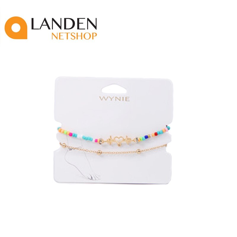 tobilleras boho Vintage para mujer, cadena de oro a la , pulsera de tobillo con cuentas de colores, joyería de pie: Corazon Dorado