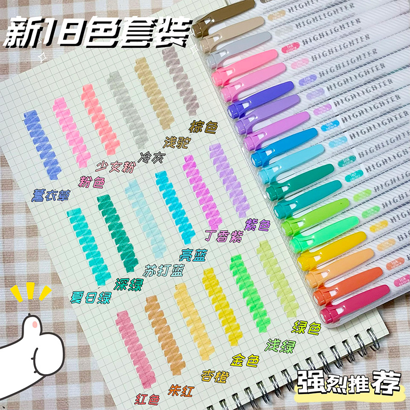 5 culori/cutie evidențiator cu două capete, markere fluorescente pentru desen, pixuri evidențiatoare, artă japoneză drăguță, stilou pastel, papetărie