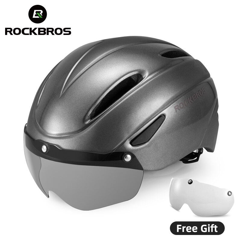 Rockbros Fiets Helm Ultralight Integraal Gegoten Helm Rand Lens Goggles Bike Helm Mannen Vrouwen Eps Mtb Road Fietshelm