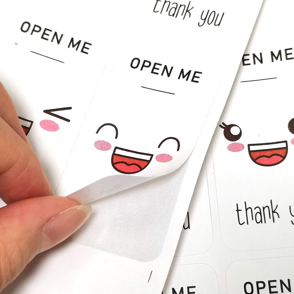 100pcs Stickers Seal Label Open Me Thank You Sticker Small Business Merchandise Decoration Handmade DIY Jewelry Packaging