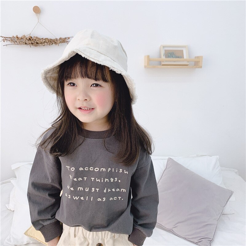 3294 子供の春の新子供の長袖 Tシャツ韓国手紙シャツボーイズガールズ Tシャツ子供トップ