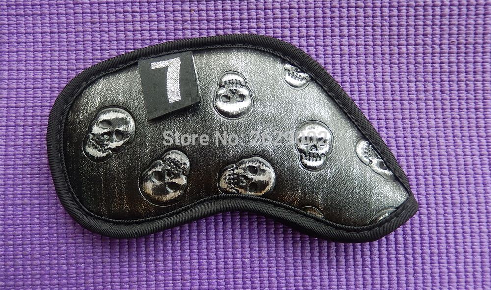 Skull brand Golf Irons Headcovers PU Leather Golf Iron Set Covers #4-9PAS/ set