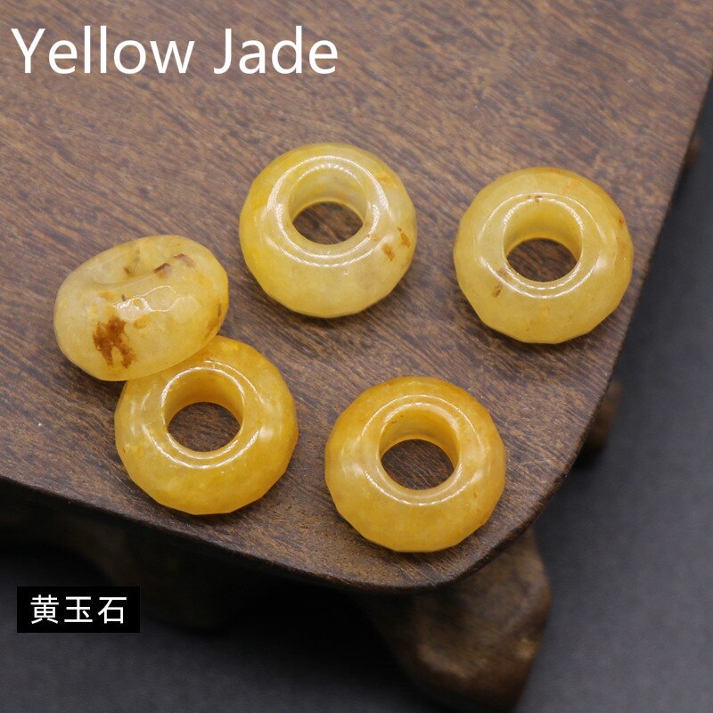 5Stck 8x14mm Große See Perlen Facettiert Halb-wertvolle See 6mm Abakus Runde verlieren Perlen DIY Für Armbänder Halskette Natürliche Stein: Gelb Jade