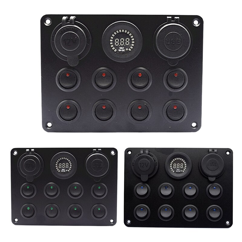 1Pc 12V RV Car Marine Boat 8 Gang Waterproof Circuit Breaker Toggle Switch Panel for Car Boat RV Truck ATV UTV Camper Caravan