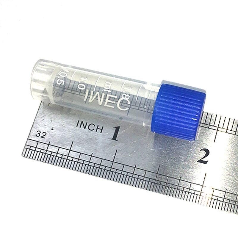 1.8ml Plastic Centrifuge Test Tube Vial Container Self Standing with Blue Screw Cap 100PCS